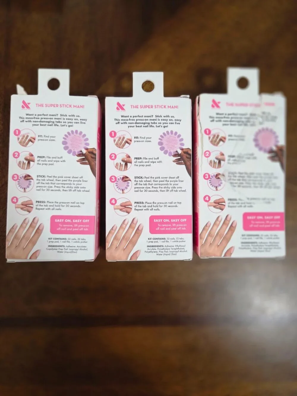Olive & June Super Stick Mani Press-On Nails Lot of 3 Swan, Tutu, Mulberry, NEW
